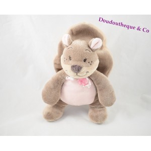 Doudou peluche écureuil Léontine NOUKIE'S rose marron 24 cm