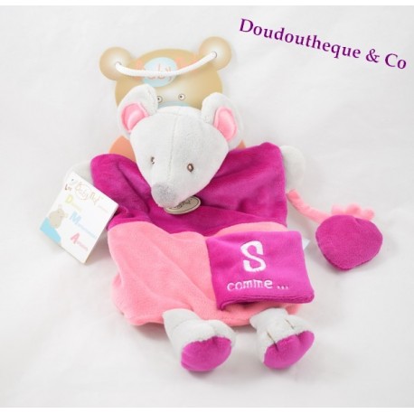 Doudou Souris rose BABY NAT alphabet fraise BN909