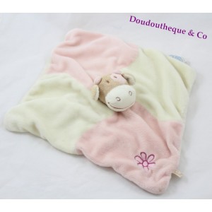 Flache Doudou Lola NOUKIE Kuh quadratisch Puppe rosa