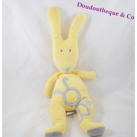 Plush rabbit OBAIBI yellow and gray 