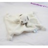 Doudou plat ours NICOTOY blanc foulard marron noeud 23 cm