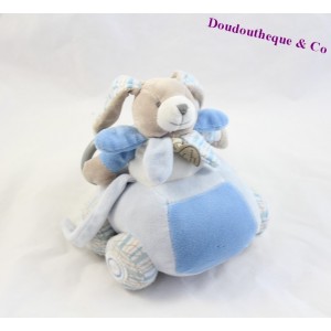 Peluche musicale Célestin lapin DOUDOU ET COMPAGNIE voiture boite à musique 15 cm