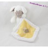 Doudou mouchoir chien NICOTOY blanc jaune 22 cm