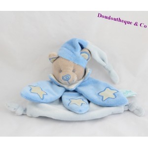 Flat bear cuddly toy BABY NAT' Luminescent blue star BN662 18 cm