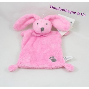 Doudou plat Lapin NICOTOY empreinte beige clair marron 20 cm