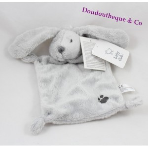 Doudou plat Lapin NICOTOY empreinte beige clair marron 20 cm