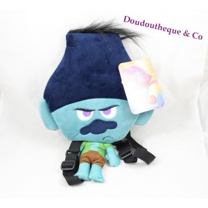 Sac à dos peluche Branche TROLLS DREAMWORKS bleu vert 36 cm