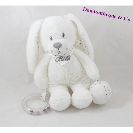 Doudou d'activité lapin POMMETTE Bébé peluche d'éveil pouet grelot 25 cm Doudou d'activité lapin POMMETTE Bébé peluche d'éveil pouet grelot 25 cm