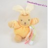 Peluche doudou mini Lapin KALOO orange fleur d'abricot ruban satin 