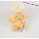 Peluche doudou mini Lapin KALOO orange fleur d'abricot ruban satin 