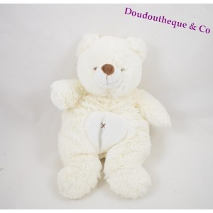 Peluche doudou Ours BABY NAT croix blanc 25 cm