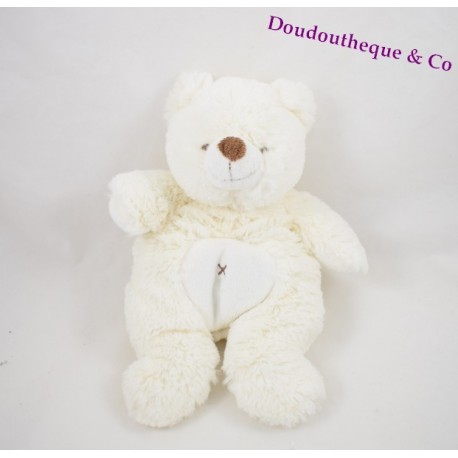 Peluche doudou Ours BABY NAT croix blanc 25 cm Peluche doudou Ours BABY NAT croix blanc 25 cm