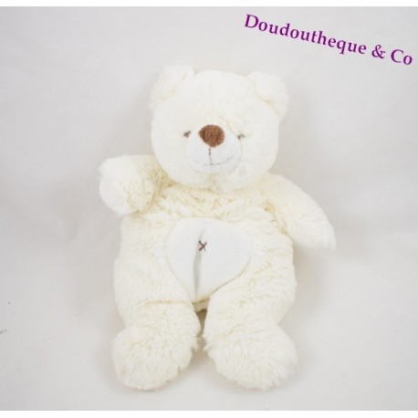 Peluche doudou Ours BABY NAT croix blanc 25 cm