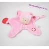 Flat cuddly toy Girl KIKOU pixie pink teething ring pink mirror
