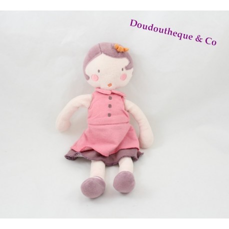 Doudou poupée Fille rose prune MARESE 28cm Doudou poupée Fille rose prune MARESE 28cm