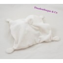 Doudou plat mouton TEX BABY blanc bandana gris 20 cm