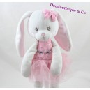 Doudou conejo TEX tutú rosa estrellas Carrefour 33 cm