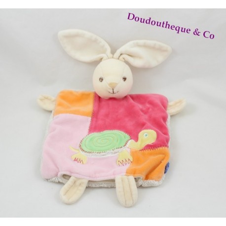 Doudou marionnette lapin KALOO tortue Pop 1 2 3 roange rose 26 cm