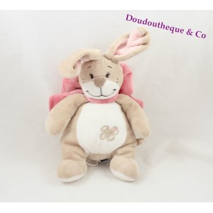 Doudou Oscarine lapin NOUKIE'S Oscarine et Léontine noeud rose 22 cm