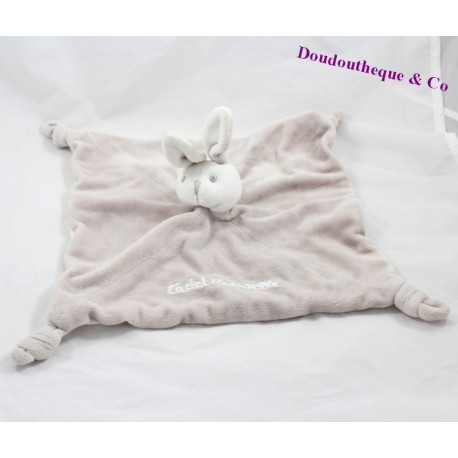Doudou plat lapin CADET ROUSSELLE gris et blanc Doudou plat lapin CADET ROUSSELLE gris et blanc