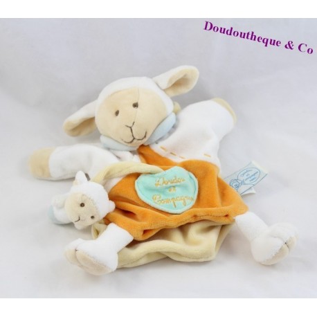 Doudou Puppe Schafe DOUDOU UND COMPAGNIE mit Baby orange