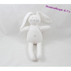 Doudou lapin PETIT BATEAU collection Milleraies bleu et blanc