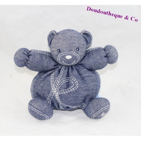 Doudou KALOO ourson p'tit mec Blue Denim ours boule 17 cm