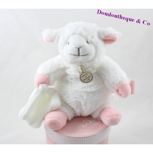 Doudou mouchoir mouton DOUDOU ET COMPAGNIE Mon tout petit ... agneau blanc rose 18 cm