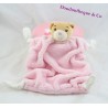 Doudou plat ours KALOO Plume rose 4 noeuds tissus 24 cm