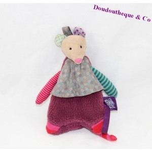 Porte monnaie souris MOULIN ROTY Les Jolis Pas Beaux violet vert 16 cm