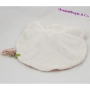 Doudou plat souris MOULIN ROTY Myrtille et Capucine rose blanc rond 27 cm