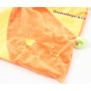Doudou plat lapin MOTS D'ENFANTS orange jaune attache tétine 45 cm