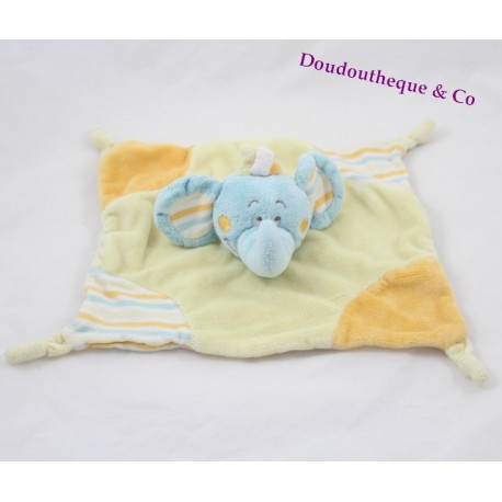 Elefant flache doudou KIMBALOO blau grün orange Streifen Elefant flache doudou KIMBALOO blau grün orange Streifen