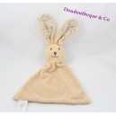 Plano Doudou conejo orejas beige triángulo CLARINS tela floral 34 cm