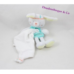 Doudou handkerchief rabbit BARLEY SUGAR Indian cashew gray green 19 cm