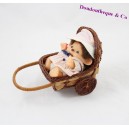 Figurine articulée bébé singe SEKIGUCHI Kiki le vrai robe chapeau landeau osier 13 cm