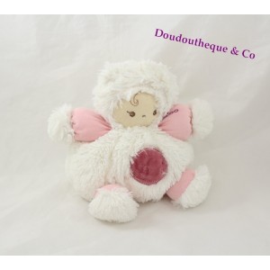 Doudou petit patapouf Poupon KALOO rose et blanc Collection Igloo 18 cm