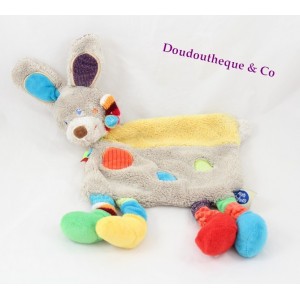 Palabras planas de Doudou conejo de niños bufanda multicolor 26 cm