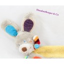 Palabras planas de Doudou conejo de niños bufanda multicolor 26 cm