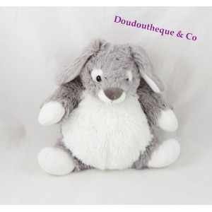 Doudou rabbit CASINO very light gray and white body soft 22 cm