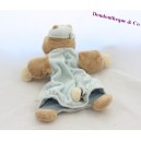 Doudou marionnette hippopotame NOUKIE'S Les Douzous beige bleu 26 cm