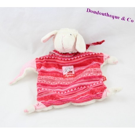 Doudou plat mouton SIGIKID écharpe rouge Doudou plat mouton SIGIKID écharpe rouge