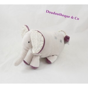 Doudou hochet éléphant MOULIN ROTY Aimé et Celeste beige 21 cm