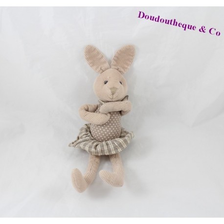 Plüschkaninchen ZARA HOME Kleid braun gepunktet 25 cm Plüschkaninchen ZARA HOME Kleid braun gepunktet 25 cm