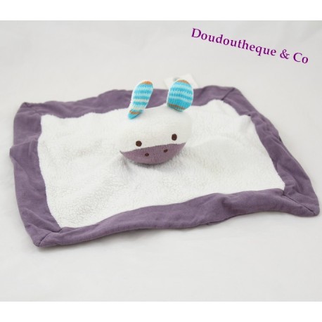 Doudou flachen Pferd Natur und Funde weiß lila wolle Blau Streifen Doudou flachen Pferd Natur und Funde weiß lila wolle Blau Streifen