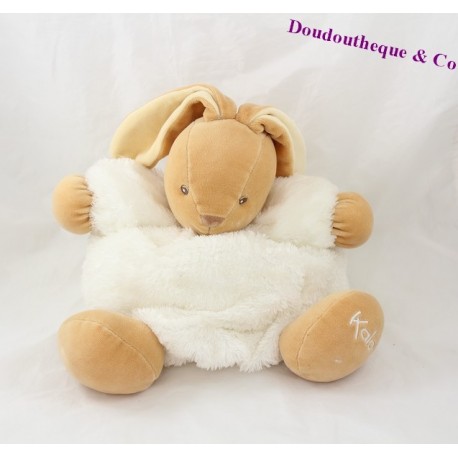 Doudou patapouf lapin KALOO Fourrure Fur blanc 28 cm