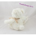Peluche ours BABY NAT' blanc beige mouchoir foulard beige BN941