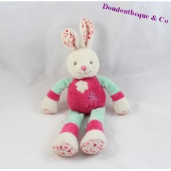 Plush rabbit TOODO pink green and flowers 27 cm