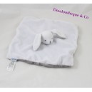 Coniglio piatto peluche JACADI bianco grigio quadrato 24 cm