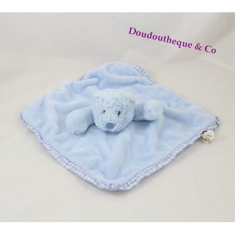 Doudou plat ours JELLYCAT bleu carré carreaux 26 cm
